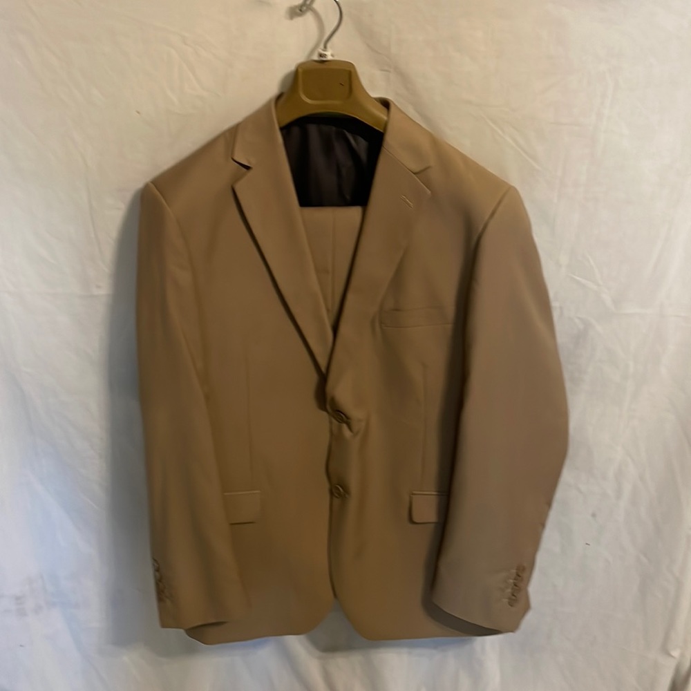 Salvatore Exte Men’s Tan Suit Jacket Pants Size 44R 38x30